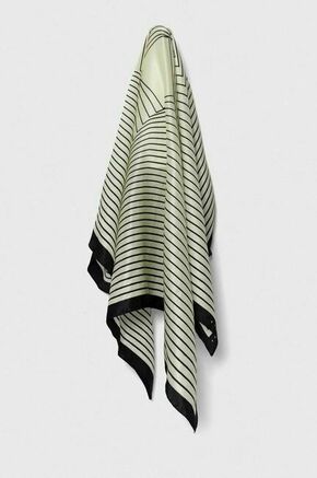 Svilena rutica Sisley bež barva - bež. Rutica iz kolekcije Sisley. Model izdelan iz vzorčaste tkanine.