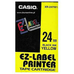 Originalni trak za tiskanje etiket Casio, Casio, XR-24YW1, črn tisk/rumena podlaga, nelaminiran, 8 m, 24 mm