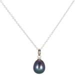 JwL Luxury Pearls Srebrna ogrlica z modrim biserjem JL0438 (veriga, obesek) (Dolžina 45 cm) srebro 925/1000