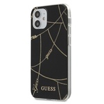 Guess GUHCP12SPCUCHBK iPhone 12 mini 5,4" črn/črn trdi ovitek Zlata verižica