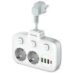 COLORWAY Podaljševalni napajalni kabel/ 2x Schuko/ 3x USB-A/ 1x USB-C / 2,5 cm kabel