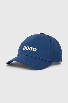 Bombažna bejzbolska kapa HUGO mornarsko modra barva - mornarsko modra. Kapa s šiltom vrste baseball iz kolekcije HUGO. Model izdelan iz bombažne tkanine.