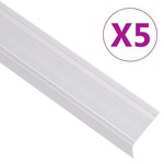 shumee vidaXL Obroba za stopnice L-oblike 5 kosov aluminij 100 cm srebrna