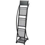 vidaXL Stojalo za revije 40x32x131 cm črne barve A4