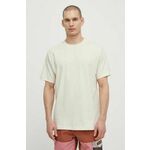 Bombažna kratka majica New Balance moška, bež barva, MT41559LIN - bež. Kratka majica iz kolekcije New Balance, izdelana iz elastične pletenine. Model iz zračne bombažne tkanine.