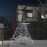 Vidaxl Novoletna jelka s kovinskim stebrom 500 LED lučk toplo bela 3 m