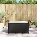 VIDAXL Vrtna klop z blazino črna 116x46x57 cm poli ratan