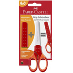 WEBHIDDENBRAND Šolske škarje Faber-Castell 13 cm, blister, rdeče