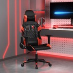 vidaXL Masažni gaming stol črno in rdeče umetno usnje