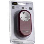 ENTAC razdelilec, 1 x Schuko + 2 x USB, rdeč