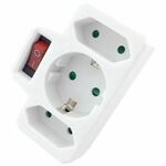 ENTAC razdelilec s stikalom 3-vtični, 1x ozemljen, 2x euro, IP20, bel, EPAG-1EE2E-SW