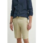 Lanene kratke hlače Sisley bež barva - bež. Kratke hlače iz kolekcije Sisley. Model izdelan iz gladke tkanine. Model iz zračne lanene tkanine.