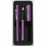 FABER-CASTELL darilni set Glam Violet - kemični svinčnik Grip + nalivno pero Grip