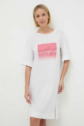 Bombažna spalna srajca Emporio Armani Underwear bela barva