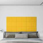 Vidaxl Stenski paneli 12 kosov rumeni 60x30 cm žamet 2,16 m²