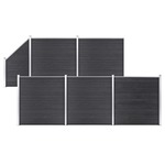vidaXL WPC ograjni paneli 5 kvadratnih + 1 poševni 965x186 cm sivi