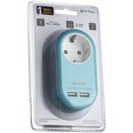 ENTAC razdelilec, 1 x Schuko + 2 x USB, moder