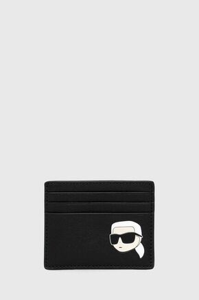 Usnjena denarnica Karl Lagerfeld črna barva - črna. Mala denarnica iz kolekcije Karl Lagerfeld. Model izdelan iz naravnega usnja.