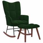 Greatstore Gugalni stol s stolčkom temno zelen žamet