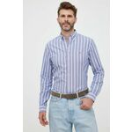 Bombažna srajca Polo Ralph Lauren moška - modra. Srajca iz kolekcije Polo Ralph Lauren, izdelana iz vzorčaste tkanine. Model iz izjemno udobne bombažne tkanine.