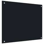 Greatstore Kuhinjska zaščitna obloga črna 70x60 cm kaljeno steklo