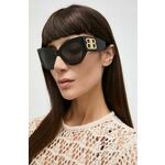 Sončna očala Balenciaga ženska, črna barva, BB0322S - črna. Sončna očala iz kolekcije Balenciaga. Model z enobarvnimi stekli in okvirji iz plastike. Ima filter UV 400.