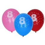 WEBHIDDENBRAND Napihljiv balon 30 cm - komplet 5 balonov s številko 8
