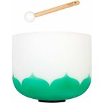 Sela 10" Crystal Singing Bowl Lotus 440 Hz F - Green (Heart Chakra) incl. 1 Wood Mallet