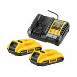 POLNILEC DEWALT XR + 2 X 18V BATERIJE Z KAPACITETO 2,0 AH DCB1104D2