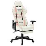 vidaXL Gaming stol belo in roza umetno usnje