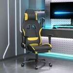VIDAXL Masažni gaming stol z oporo za noge črno in rumeno blago