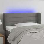 vidaXL LED posteljno vzglavje temno sivo 103x16x78/88 cm blago