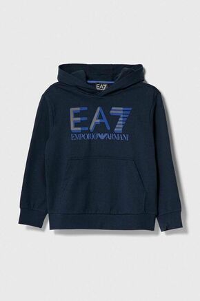 Otroški bombažen pulover EA7 Emporio Armani mornarsko modra barva