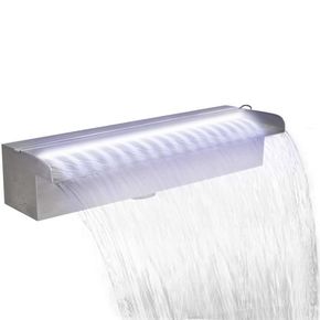 VidaXL Pravokotni slap za bazen iz nerjavečega jekla z LED lučmi 45 cm