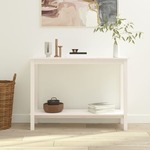 vidaXL Konzolna mizica bela 110x40x80 cm trdna borovina