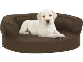 VIDAXL Ergonomska pasja postelja 60x42 cm videz platna rjava