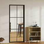 Greatstore Notranja vrata ESG steklo in aluminij 83x201,5 cm črna