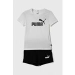 Otroški komplet Puma Logo Tee &amp; Shorts Set bela barva - bela. Otroški komplet iz kolekcije Puma, izdelan iz materiala s potiskom. Model iz izjemno udobne tkanine z visoko vsebnostjo bombaža.