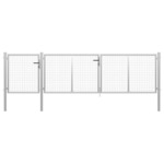 Vidaxl Vrtna vrata jeklena 400x100 cm srebrna