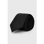 Svilena kravata HUGO črna barva - črna. Kravata iz kolekcije HUGO. Model izdelan iz enobarvne tkanine. Izjemno udoben material z visoko vsebnostjo svile.