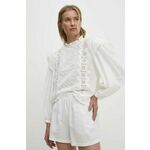 Bombažna majica Answear Lab ženska, bela barva - bela. Bluza iz kolekcije Answear Lab izdelana iz tkanine z dekorativnim vezenjem. Model iz izjemno udobne bombažne tkanine, ki je zračna.