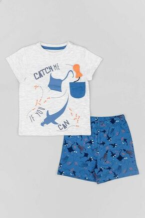 Otroška bombažna pižama zippy - modra. Otroški pižama iz kolekcije zippy. Model izdelan iz vzorčaste pletenine.