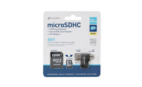 Platinet Platinet 4-v-1 microSDHC 32 GB pomnilniška kartica + ČITALNIK KART + OTG + ADAPTER (42225 )