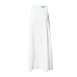 Lanena obleka United Colors of Benetton bela barva - bela. Casual obleka iz kolekcije United Colors of Benetton. Model izdelan iz enobarvne tkanine. Model iz izjemno udobne in zračne tkanine je idealen za toplejše letne čase.