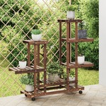 shumee vidaXL Stojalo za rastline s kolesi 95x25x101 cm trden les jelke