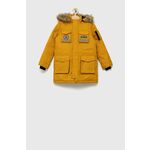 Otroška jakna Guess rumena barva - rumena. Otroška Jakna iz kolekcije Guess. Delno podloženi model izdelan iz trpežnega materiala.