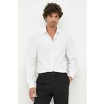 Bombažna srajca Sisley moška, bela barva - bela. Srajca iz kolekcije Sisley, izdelana iz enobarvne tkanine. Model iz izjemno udobne tkanine z visoko vsebnostjo bombaža.