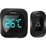 Dexxer 220V LCD brezžični zvonec in termometer 38 melodij do 300m črn