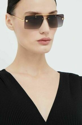 Versace sončna očala 0VE2245 - zlata. Sončna očala iz kolekcije Versace. Model z gladkimi lečami in okvirji iz metala. Imajo UV 400 filter.