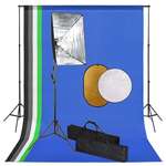 vidaXL Foto studijski komplet s softboxi, ozadjem in odbojnikom